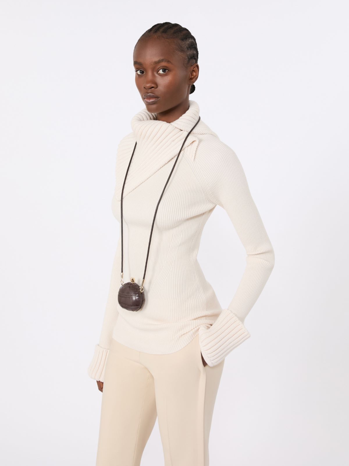 Slim stretch wool sweater - WHITE - Max Mara - 4