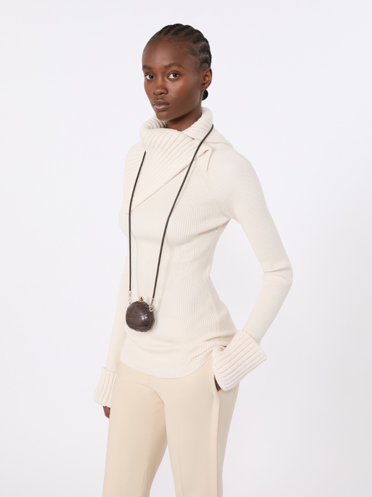 Slim stretch wool sweater - WHITE - Max Mara - 4