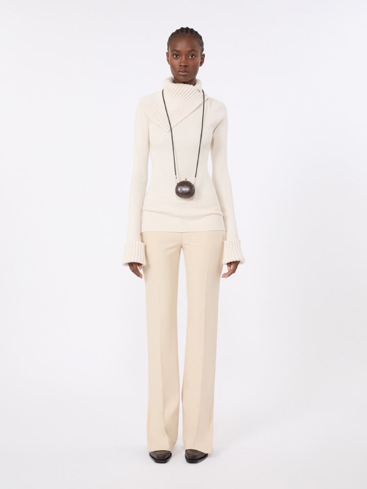 Slim stretch wool sweater - WHITE