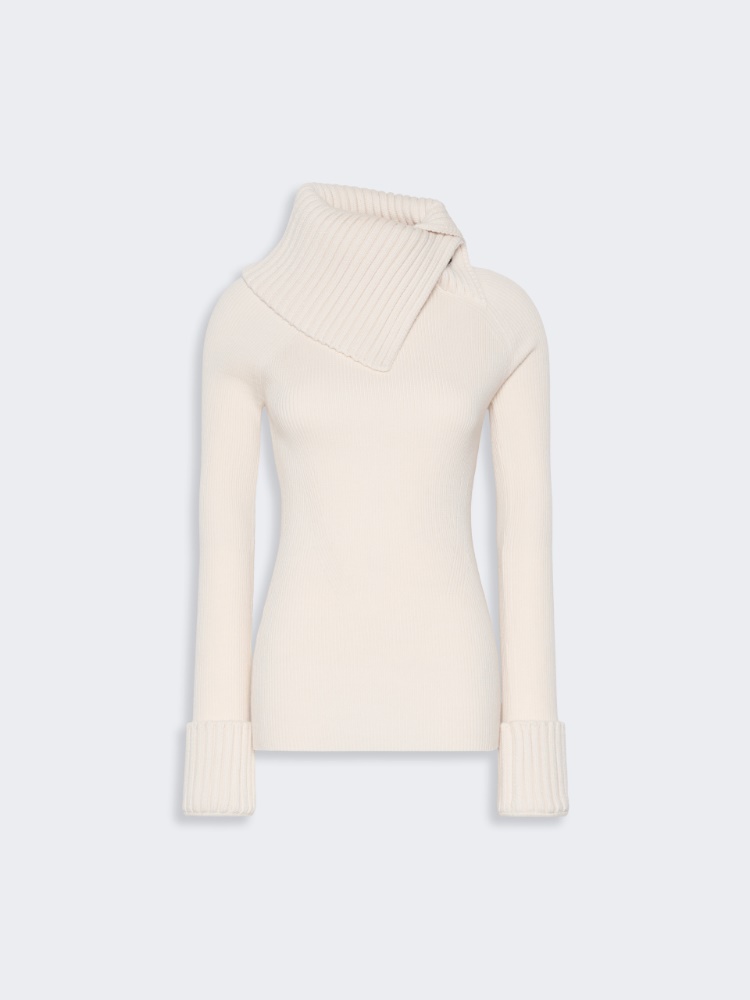 Slim stretch wool sweater - WHITE