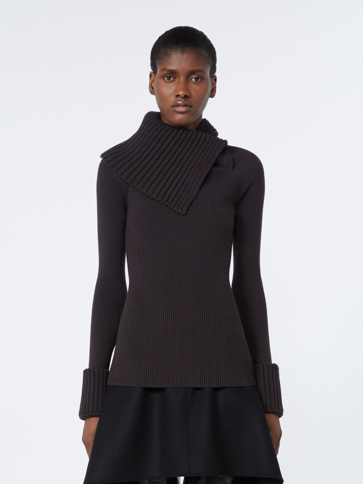 Slim stretch wool sweater - DARK BROWN - Max Mara - 2