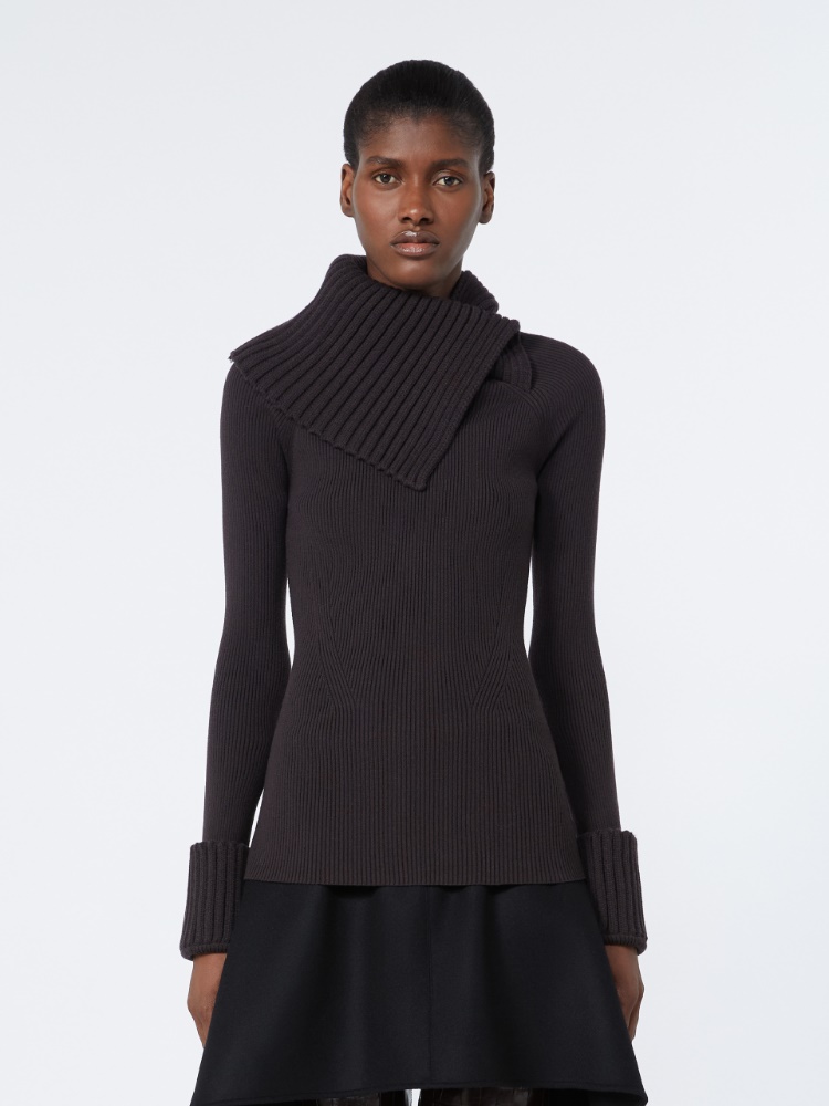 Slim stretch wool sweater - DARK BROWN - Max Mara - 2