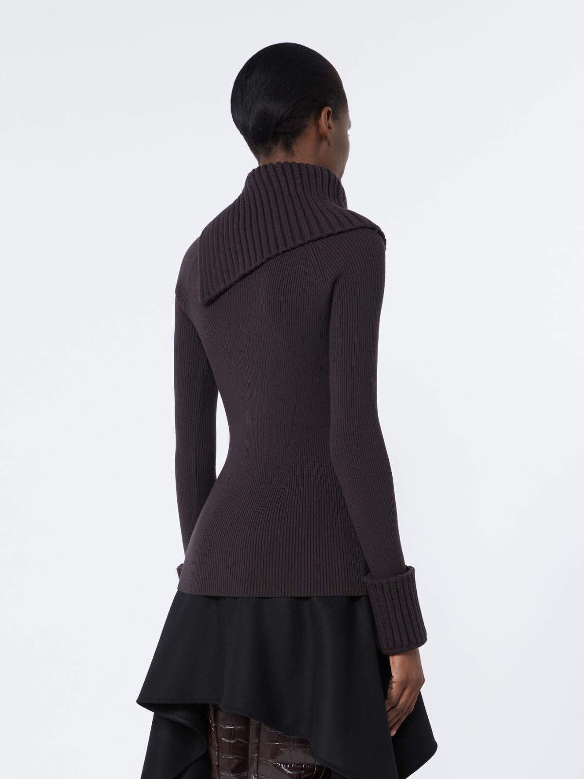 Slim stretch wool sweater - DARK BROWN - Max Mara - 3