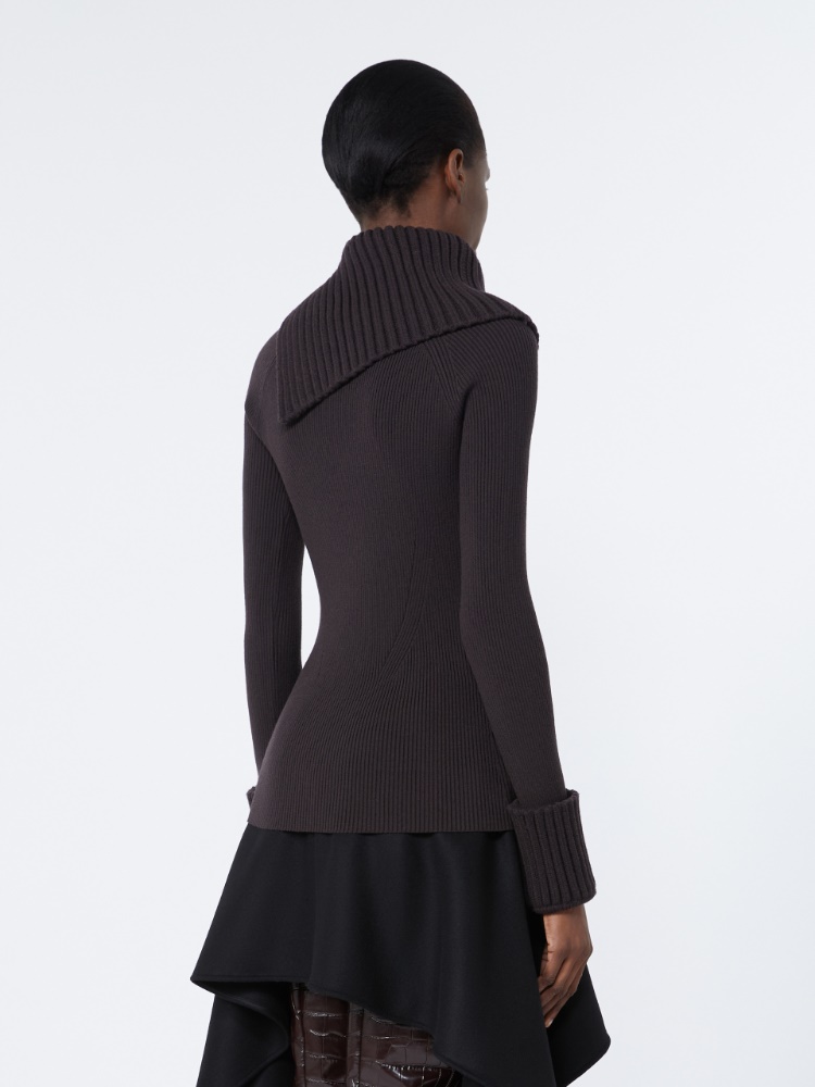 Slim stretch wool sweater - DARK BROWN - Max Mara - 3