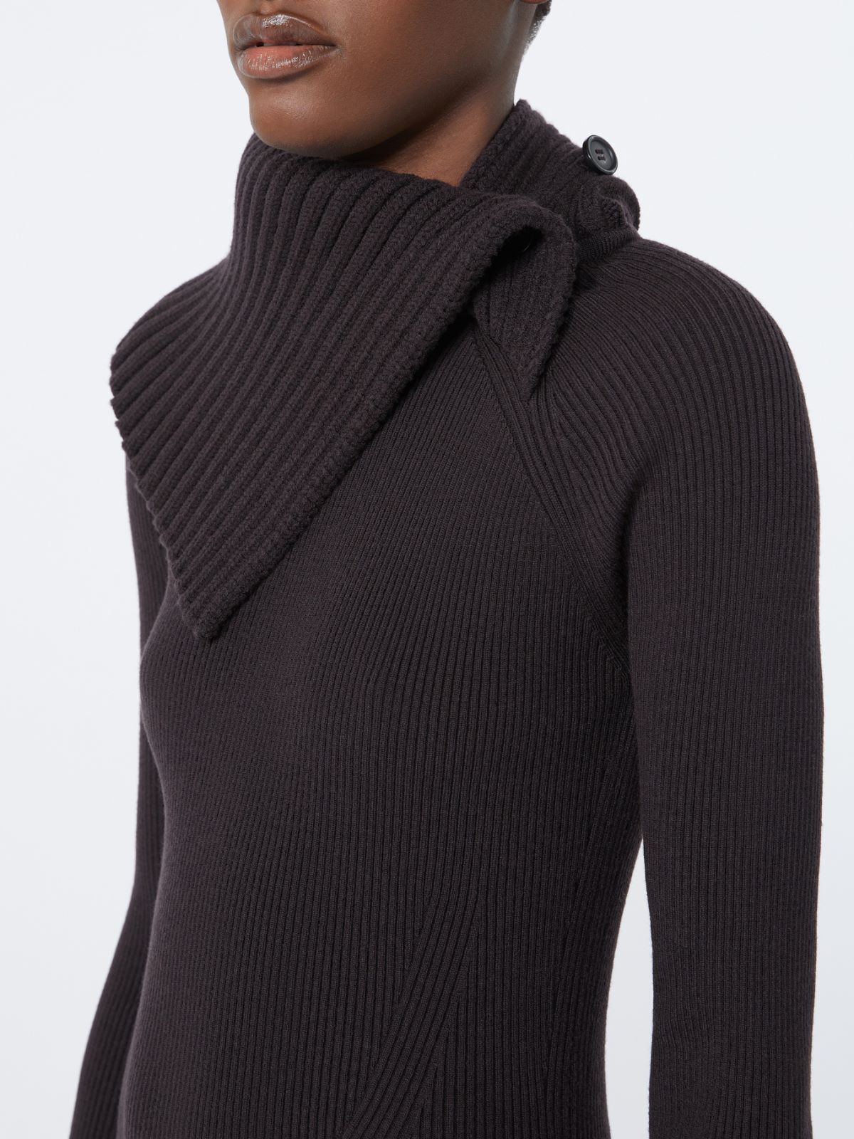 Slim stretch wool sweater - DARK BROWN - Max Mara - 5