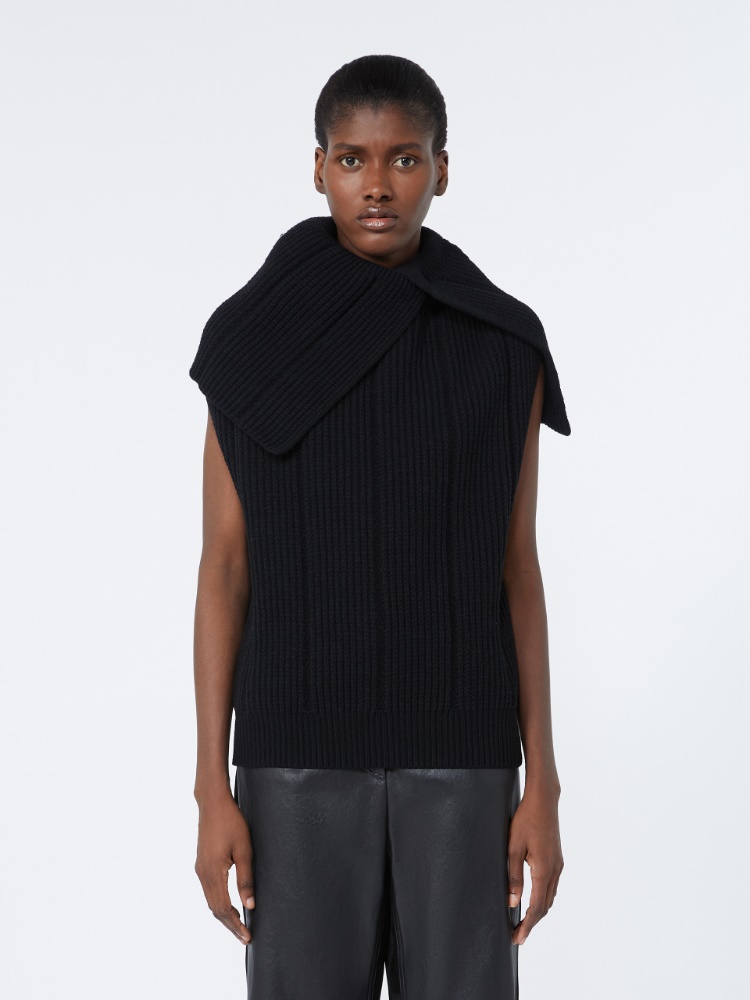 Sleeveless stretch wool sweater - BLACK - Max Mara - 2