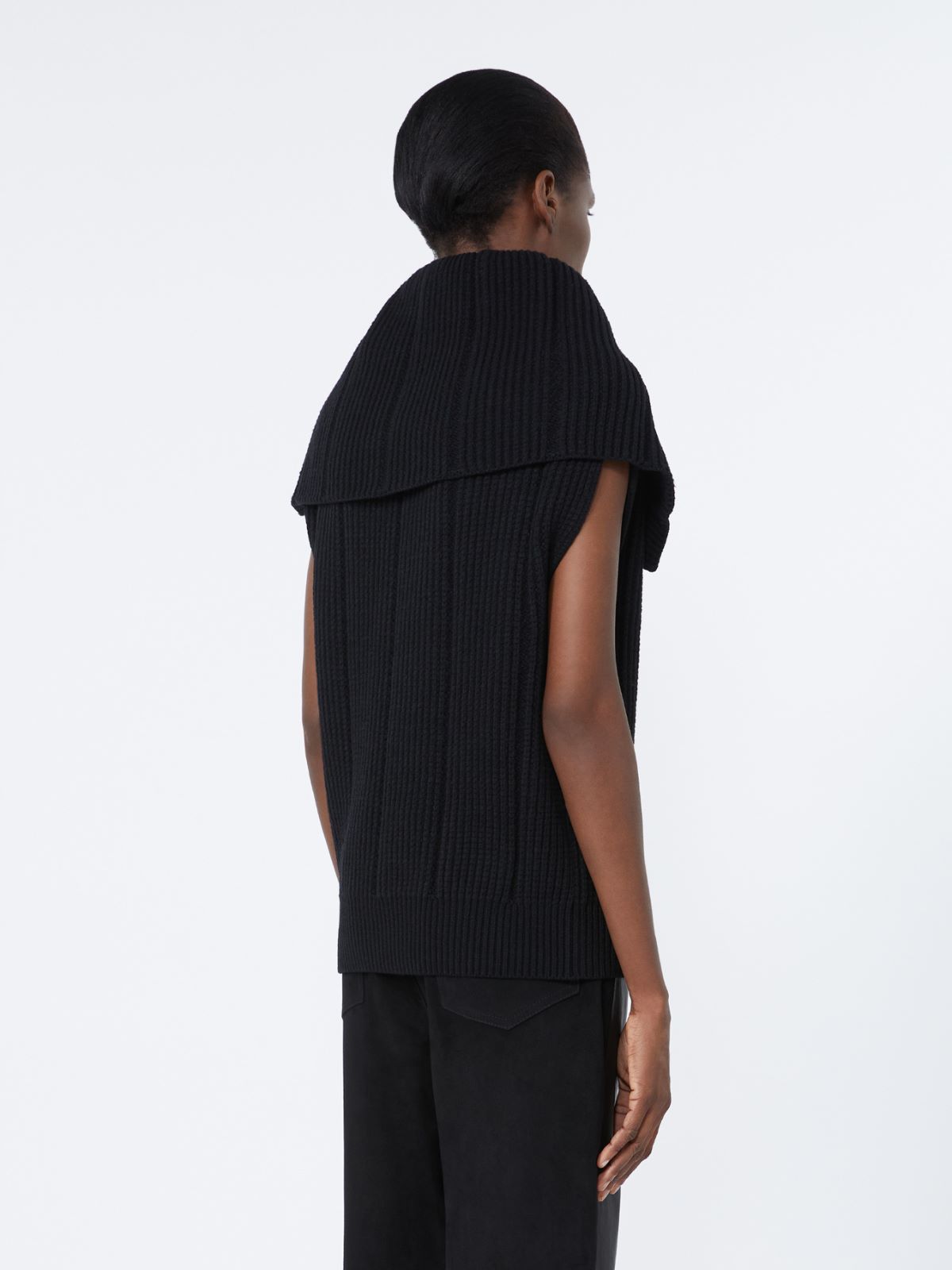 Sleeveless stretch wool sweater - BLACK - Max Mara - 3