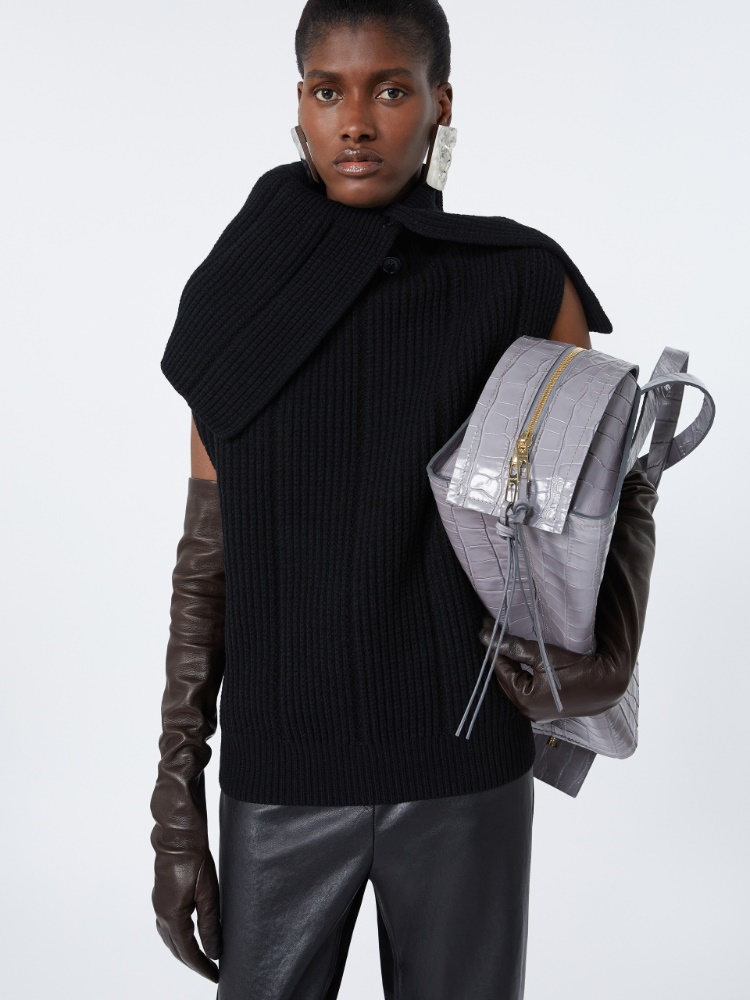 Sleeveless stretch wool sweater - BLACK - Max Mara - 4