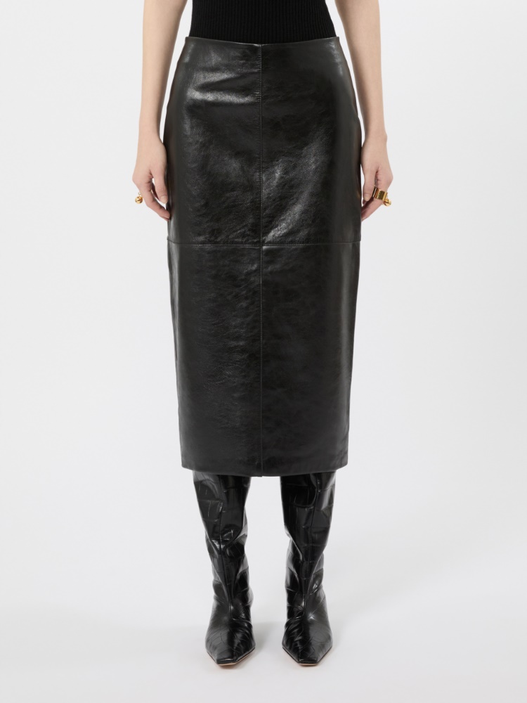 Nappa-leather midi skirt - BLACK - Max Mara - 2