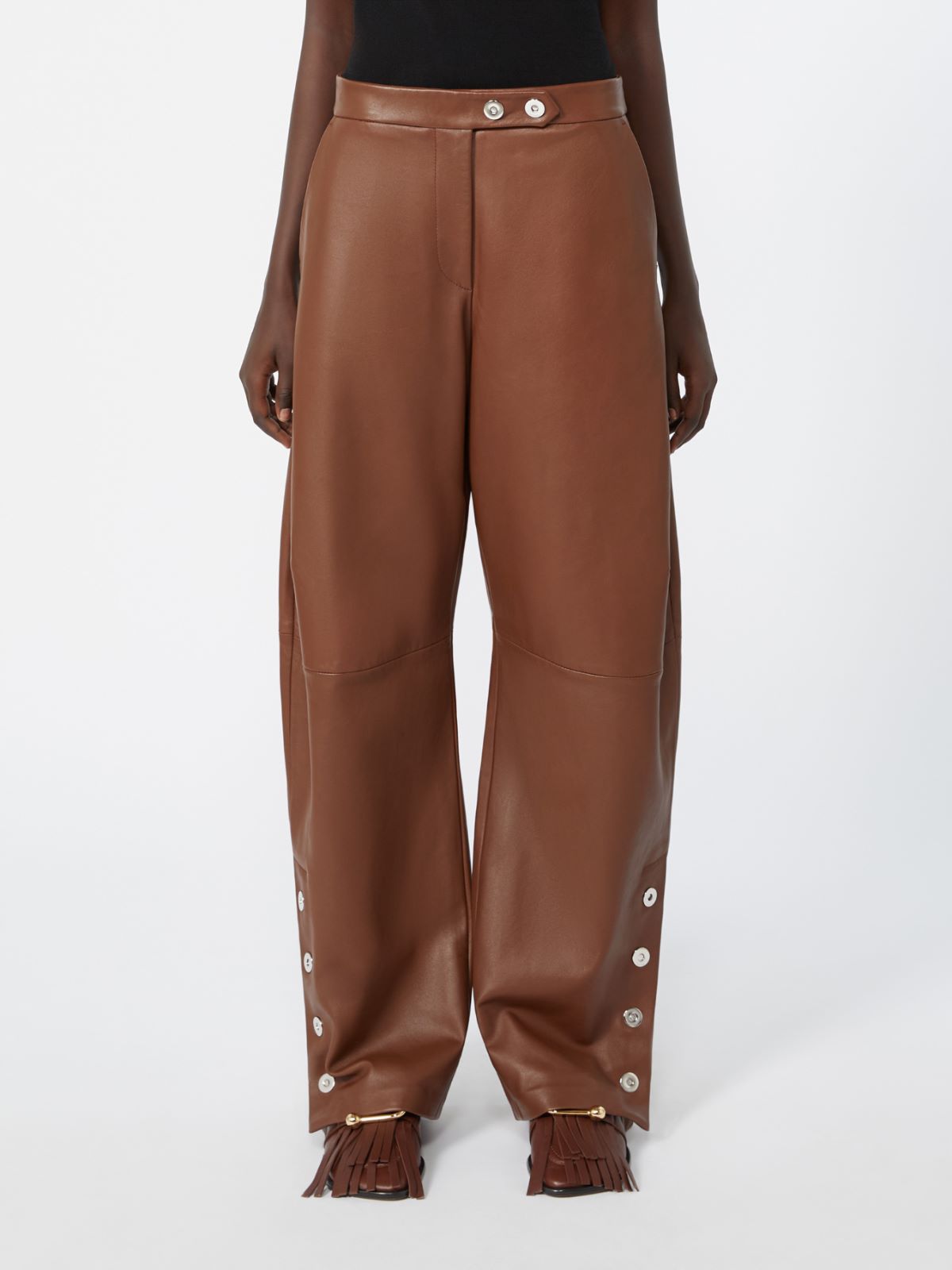 Nappa leather baggy trousers - BROWN - Max Mara - 2