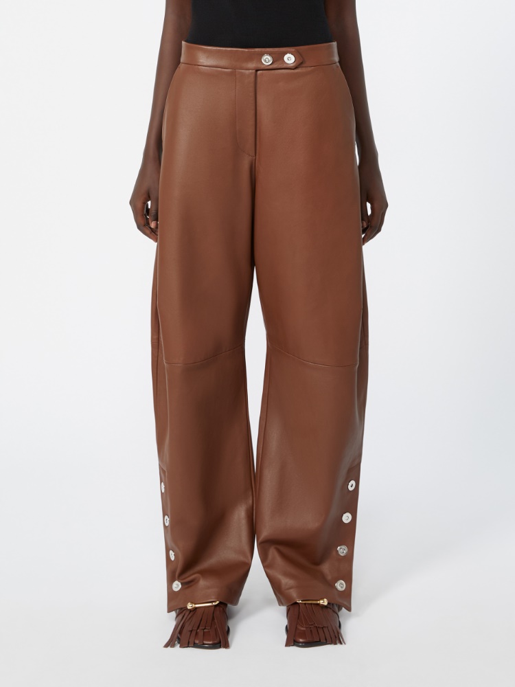 Nappa leather baggy trousers - BROWN - Max Mara - 2
