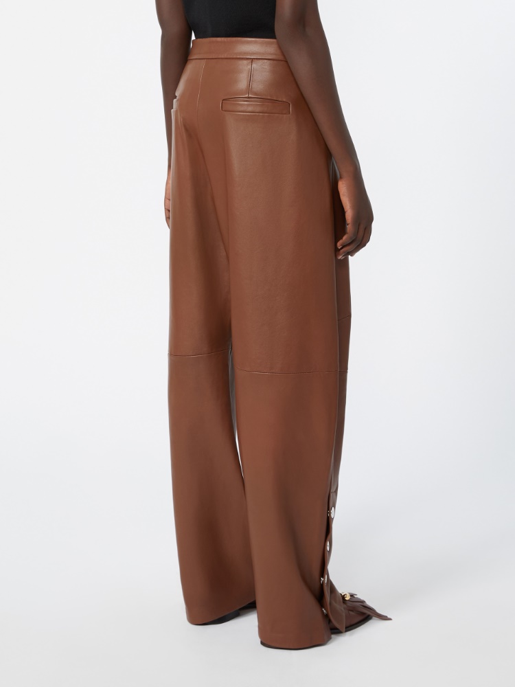 Nappa leather baggy trousers - BROWN - Max Mara - 3