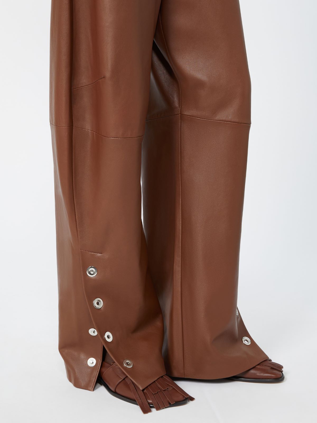 Nappa leather baggy trousers - BROWN - Max Mara - 4