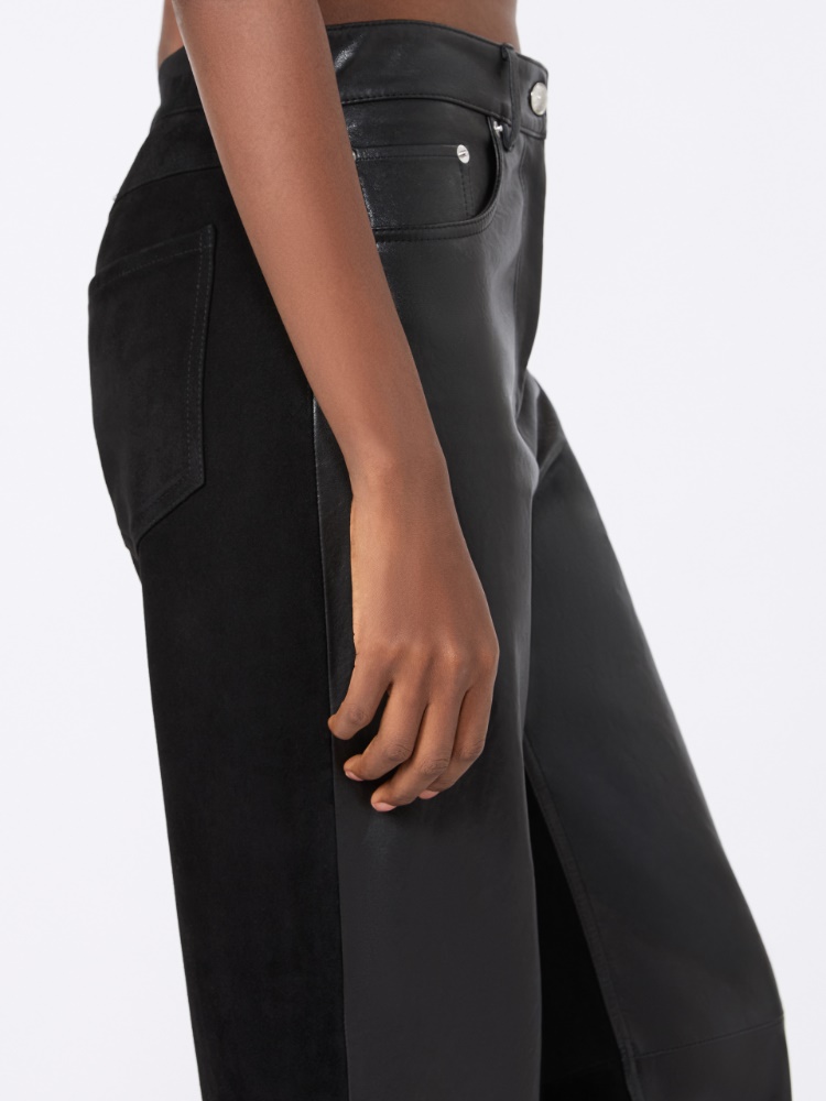 Leather and suede 5-pocket trousers - BLACK - Max Mara - 4