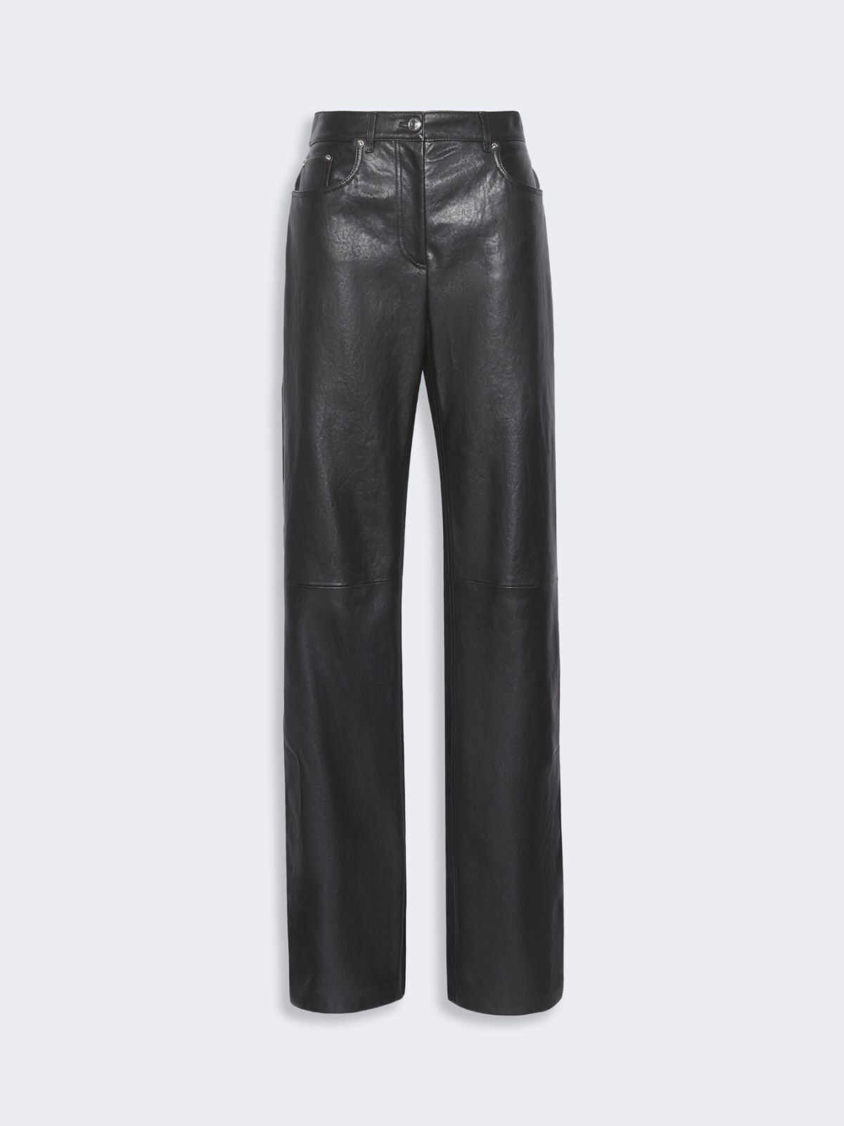 Leather and suede 5-pocket trousers - BLACK - Max Mara - 5