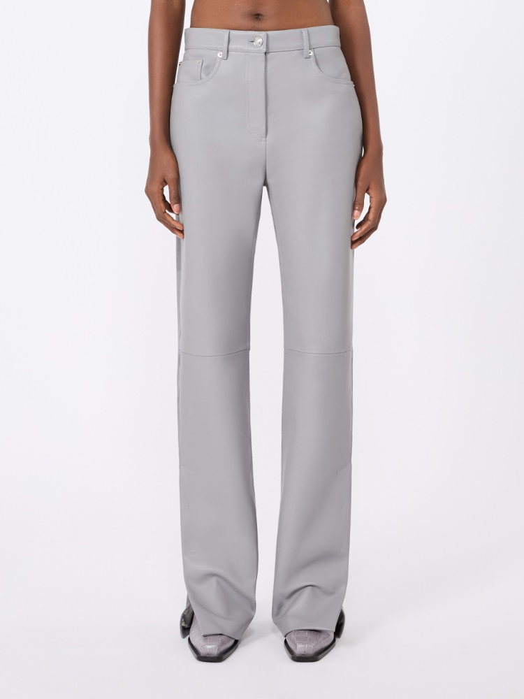 Leather and suede 5-pocket trousers - MEDIUM GREY - Max Mara - 2