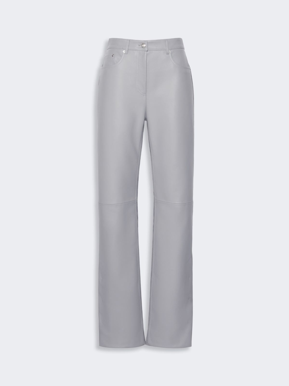 Leather and suede 5-pocket trousers - MEDIUM GREY - Max Mara - 5