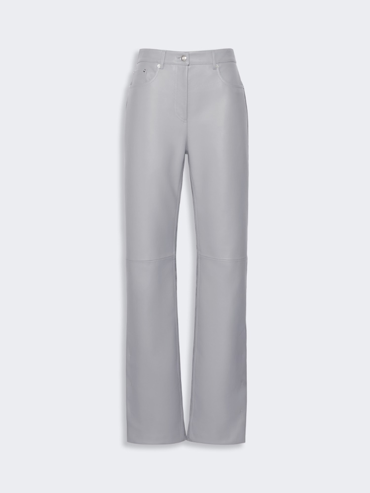 Leather and suede 5-pocket trousers - MEDIUM GREY - Max Mara - 5