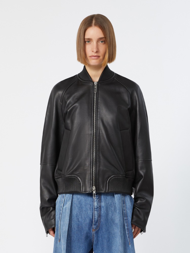 Nappa leather bomber jacket - BLACK - Max Mara - 2