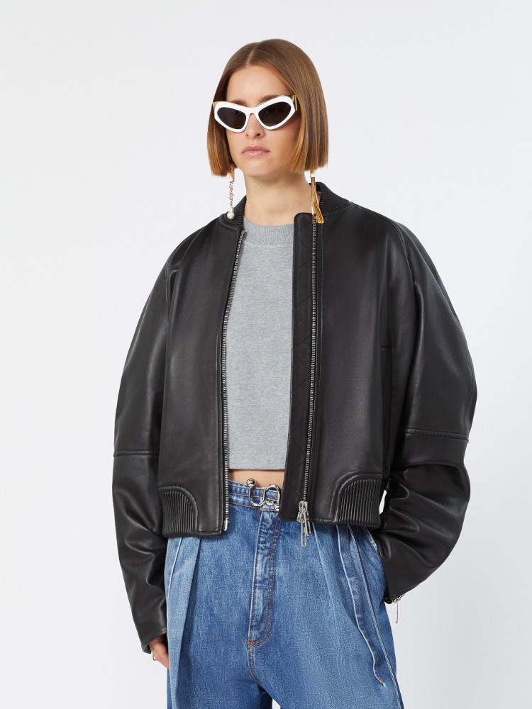 Nappa leather bomber jacket - BLACK - Max Mara - 4