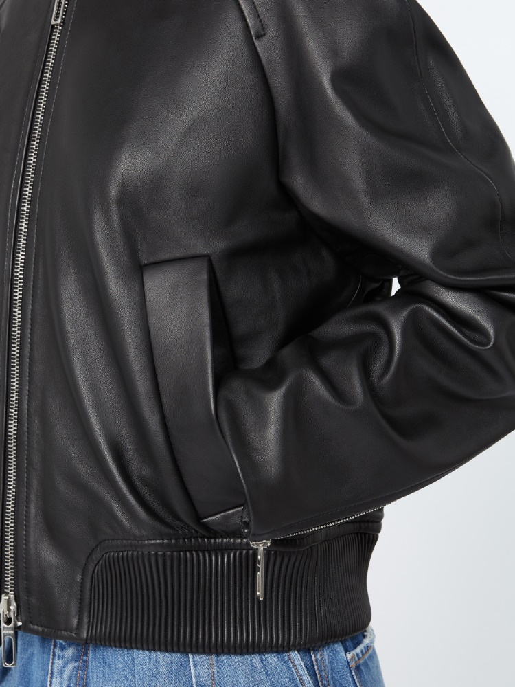 Nappa leather bomber jacket - BLACK - Max Mara - 5