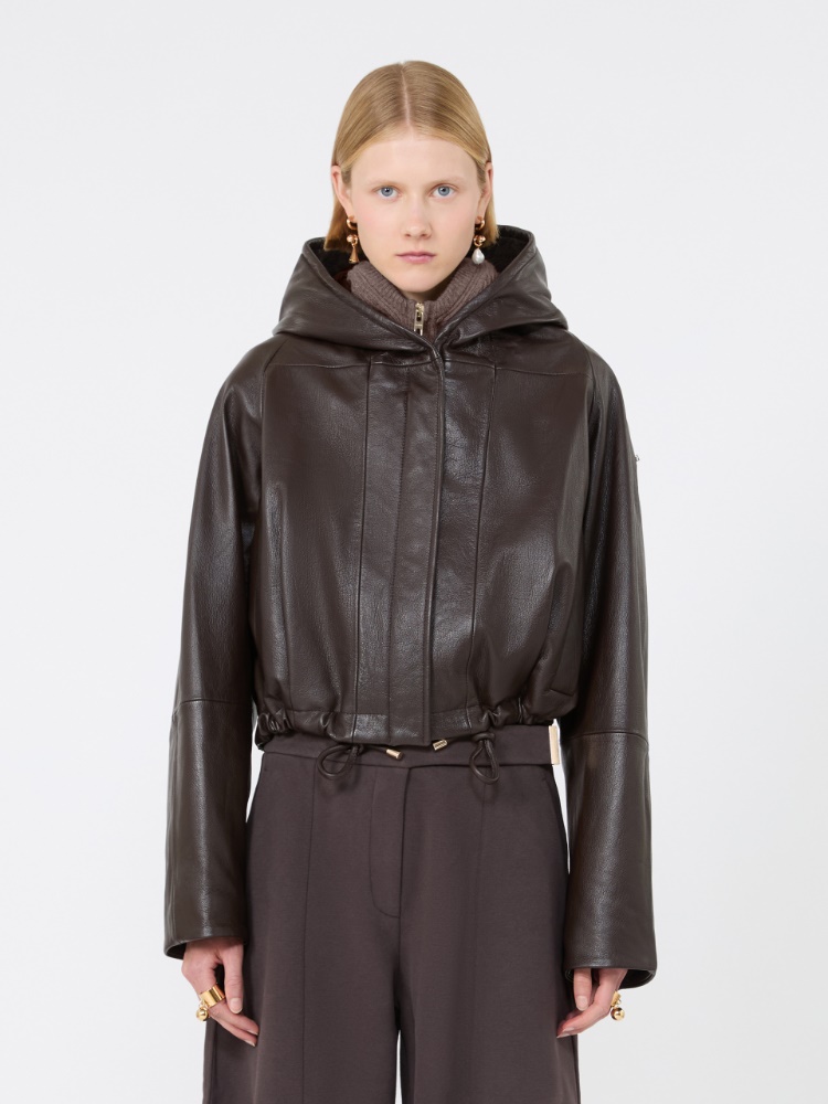 Leather bomber jacket - CHOCOLATE - Max Mara - 2