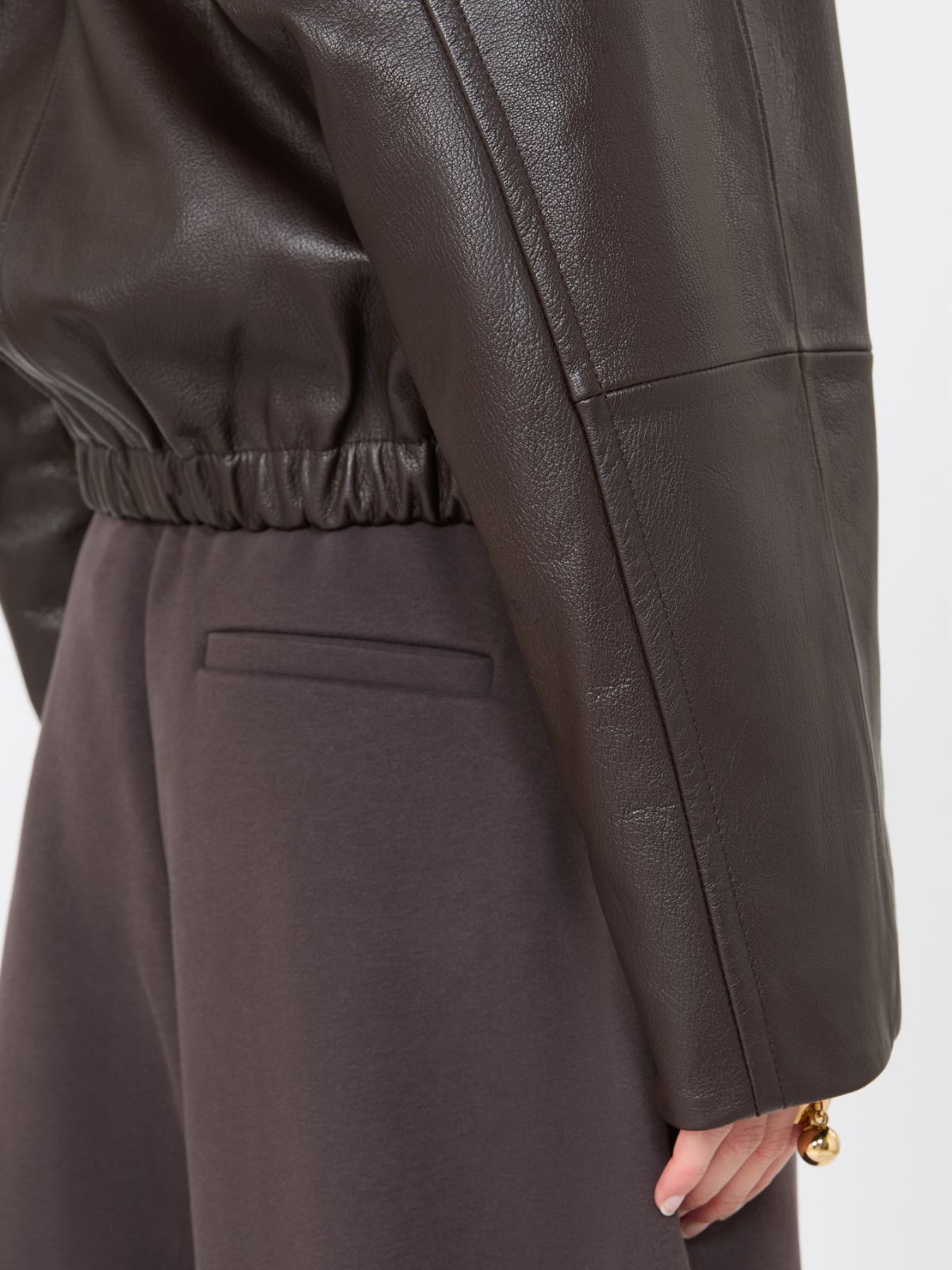 Leather bomber jacket - CHOCOLATE - Max Mara - 5