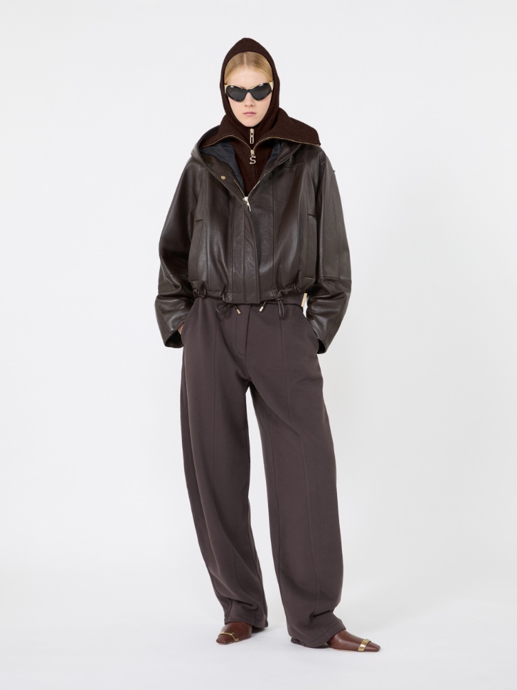 Leather bomber jacket - CHOCOLATE - Max Mara