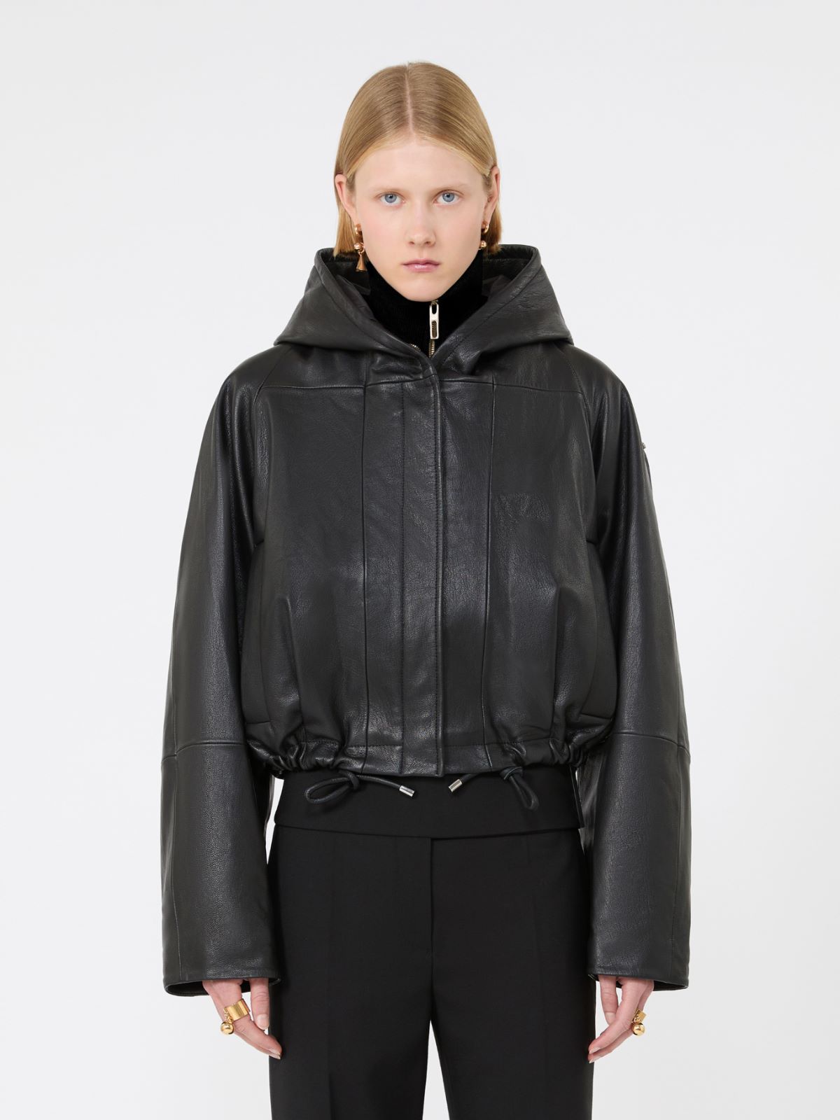 Leather bomber jacket - BLACK - Max Mara - 2