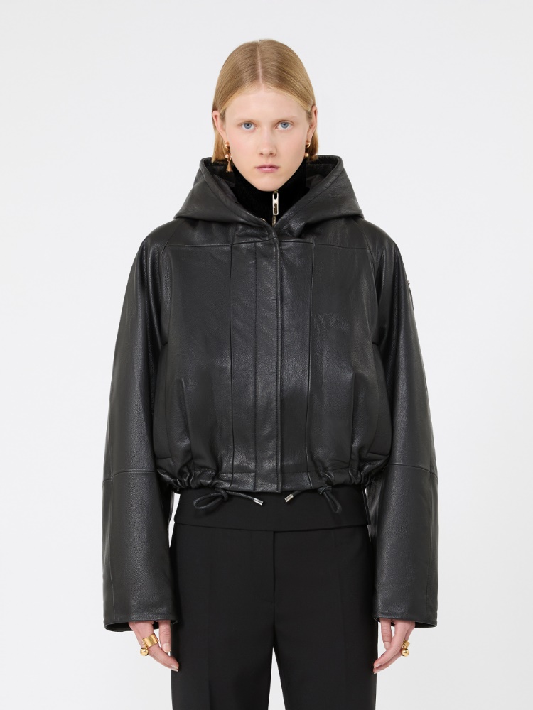 Leather bomber jacket - BLACK - Max Mara - 2