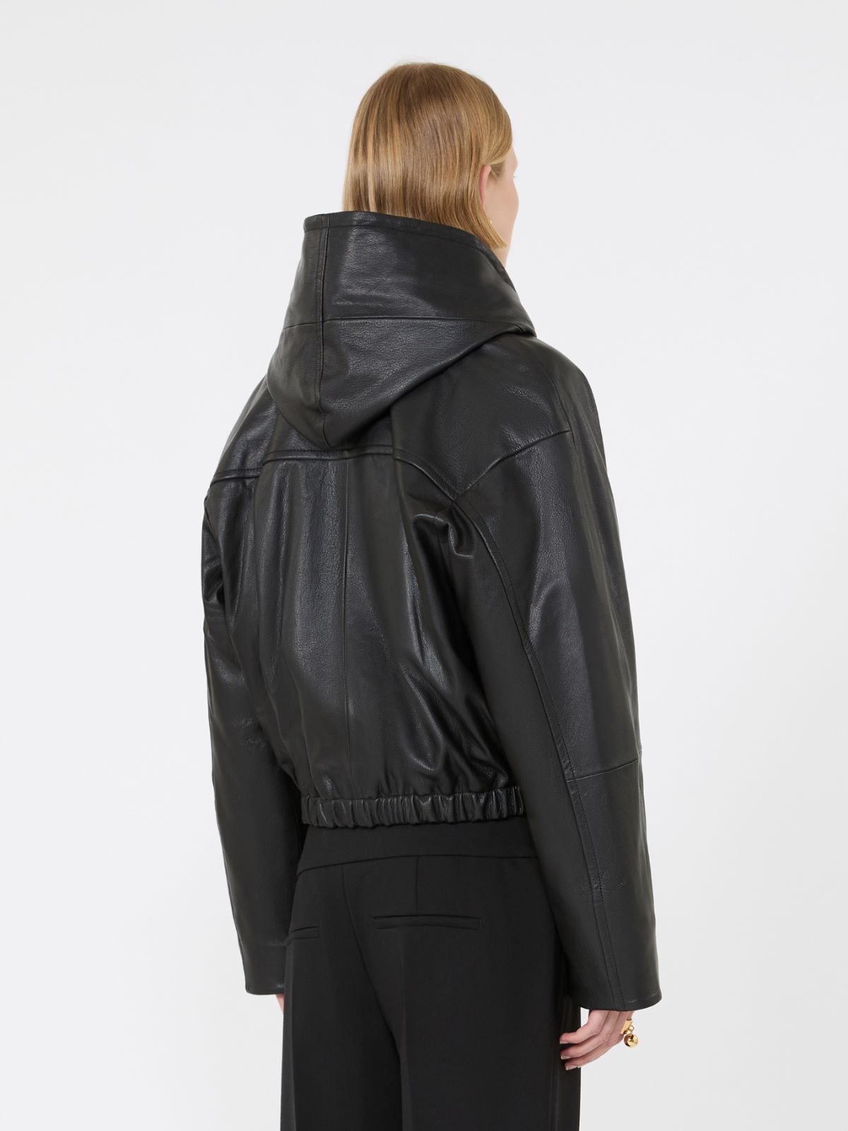 Leather bomber jacket - BLACK - Max Mara - 3