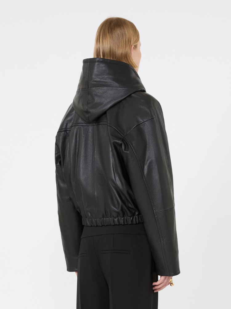 Leather bomber jacket - BLACK - Max Mara - 3