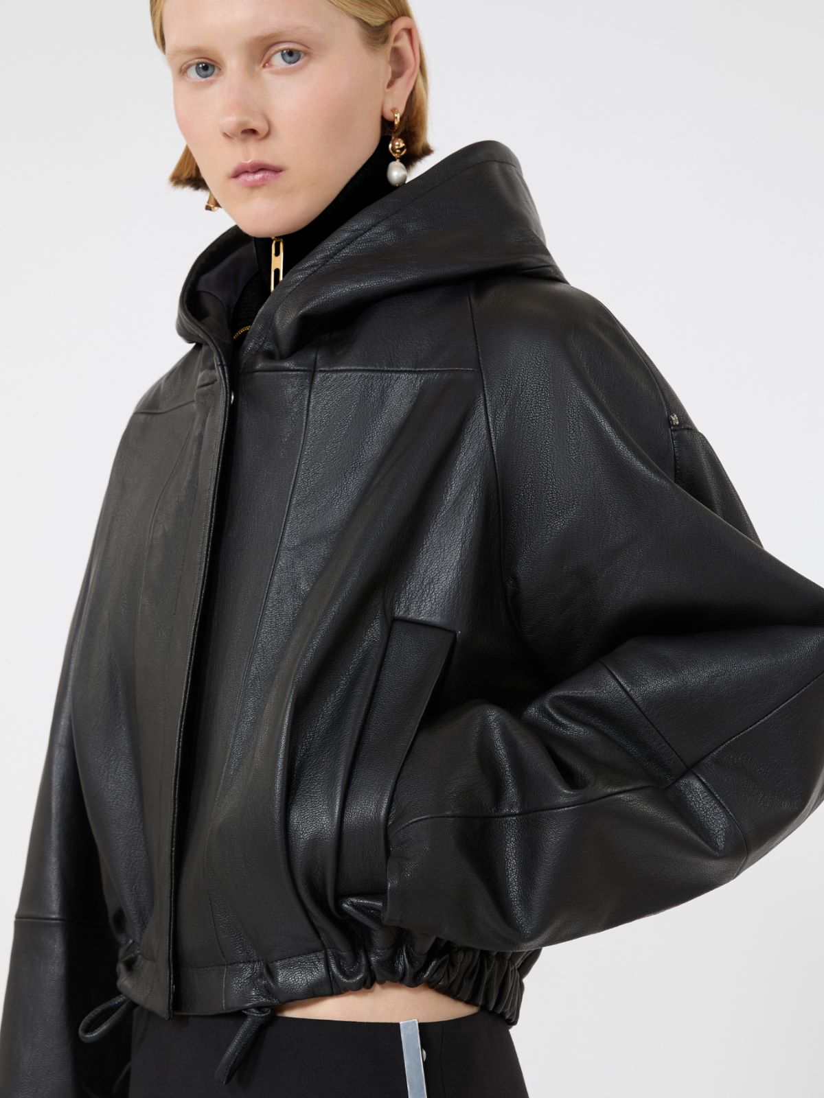 Leather bomber jacket - BLACK - Max Mara - 5