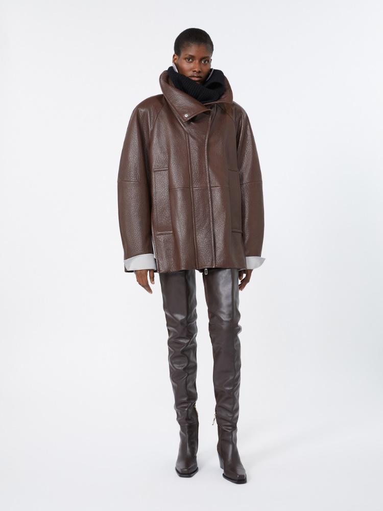 Leather jacket - COFFEE