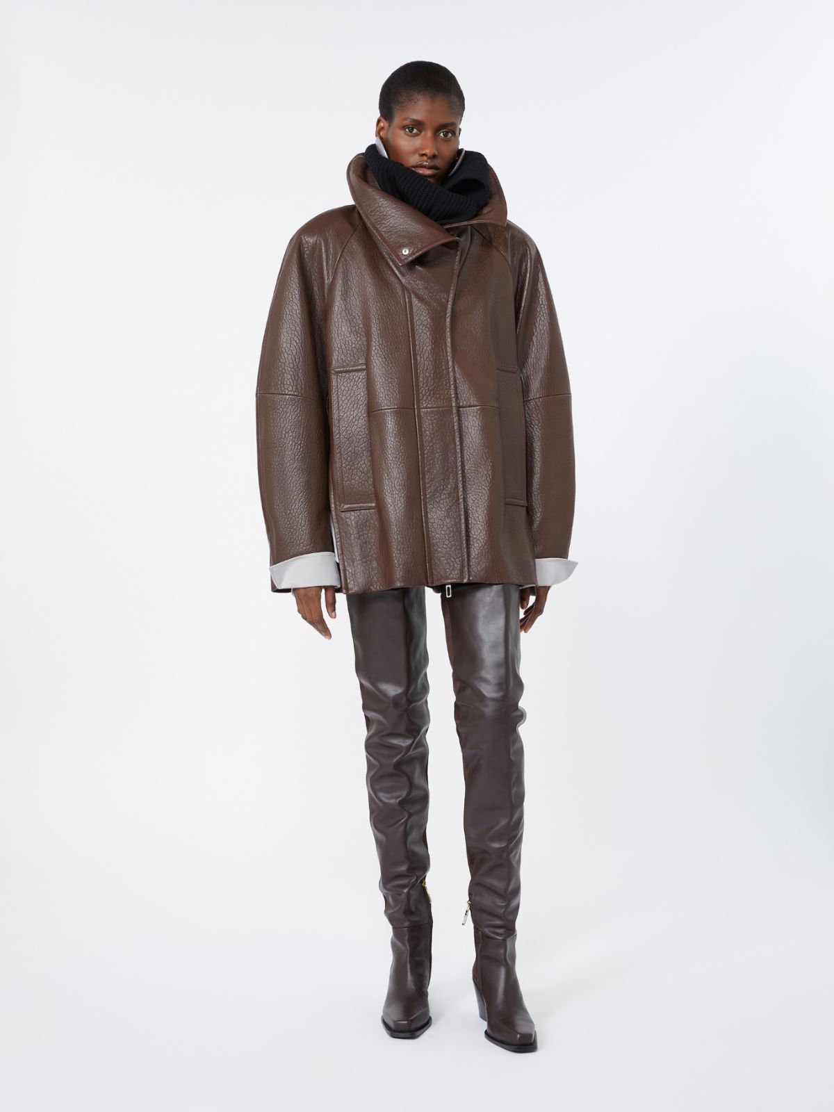 Leather jacket - COFFEE - Max Mara