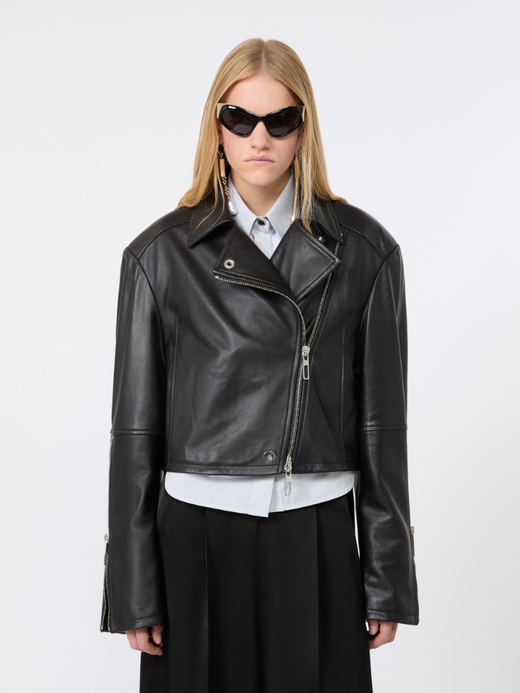 Nappa leather biker jacket - BLACK - Max Mara - 4