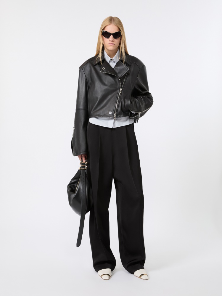 Nappa leather biker jacket - BLACK