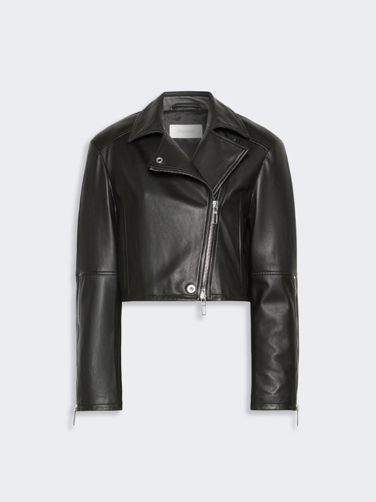 Nappa leather biker jacket - BLACK