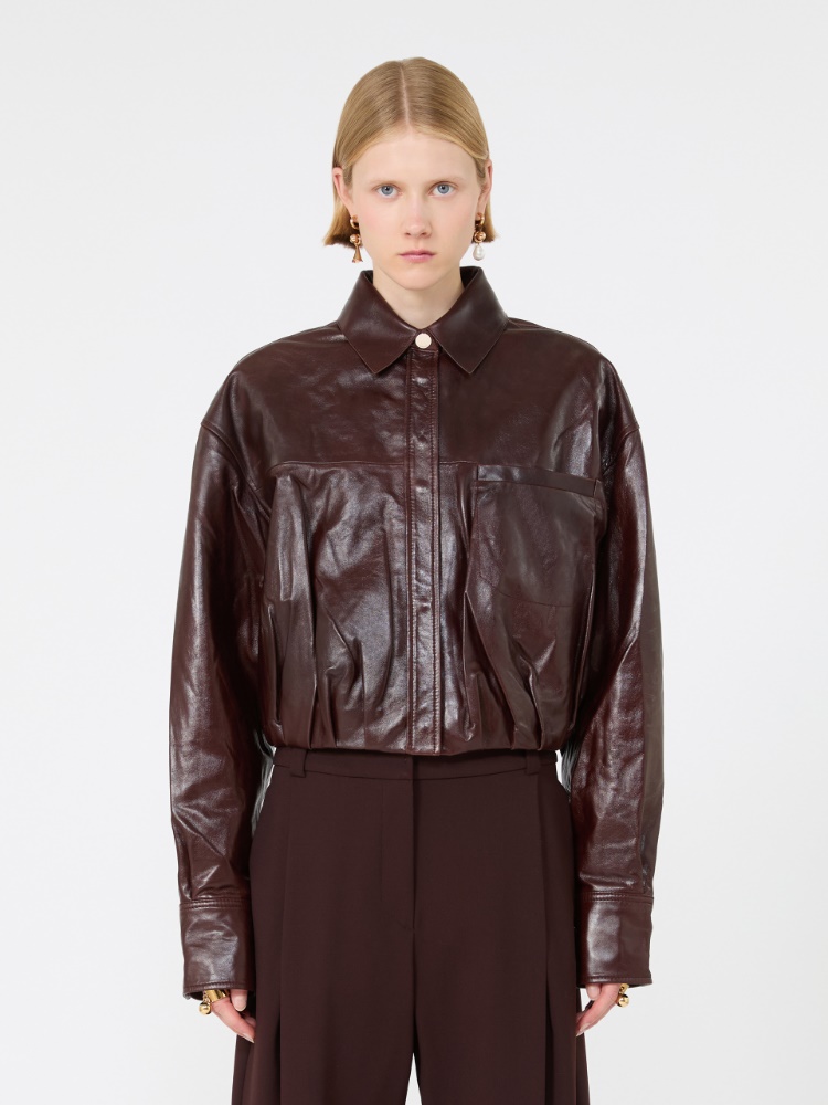 Boxy nappa leather shirt - PLUM - Max Mara - 2
