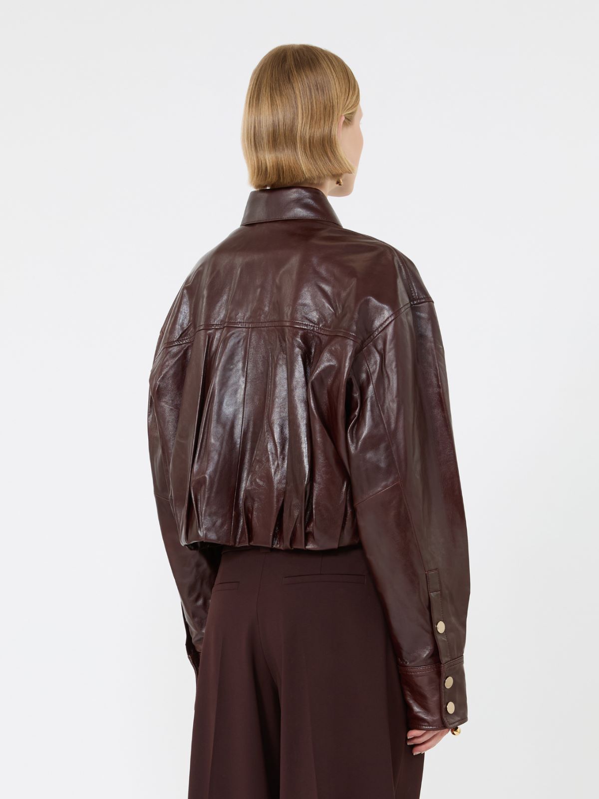 Boxy nappa leather shirt - PLUM - Max Mara - 3