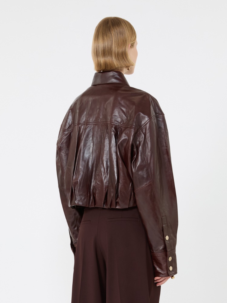 Boxy nappa leather shirt - PLUM - Max Mara - 3