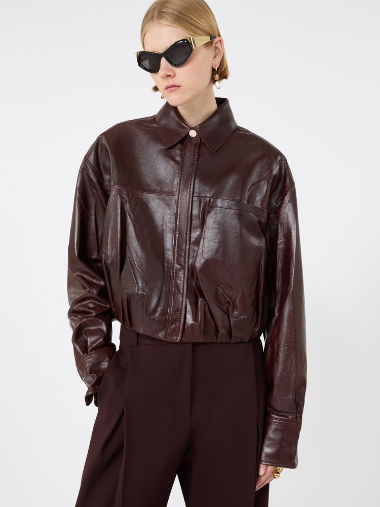 Boxy nappa leather shirt - PLUM - Max Mara - 4