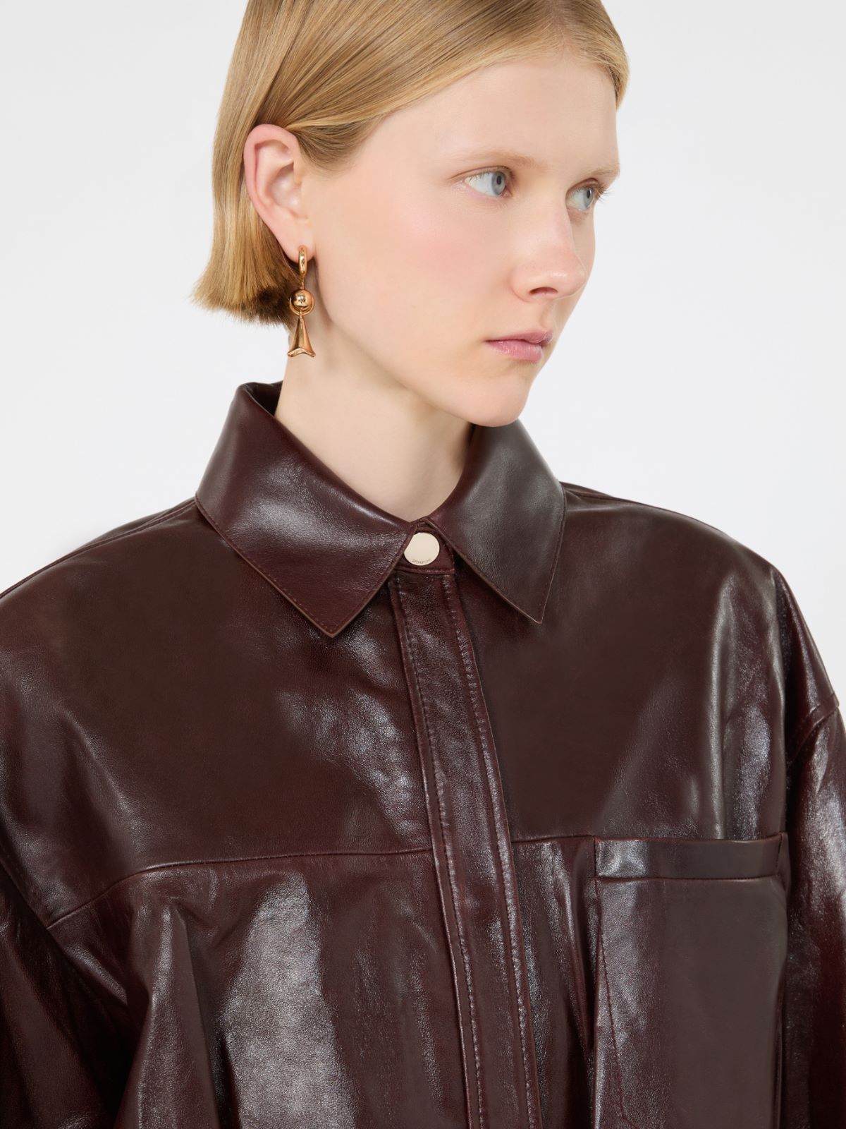 Boxy nappa leather shirt - PLUM - Max Mara - 5