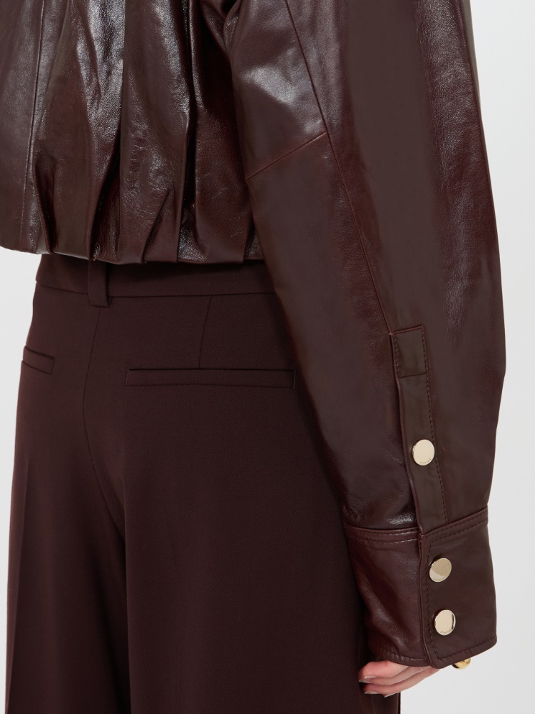 Boxy nappa leather shirt - PLUM