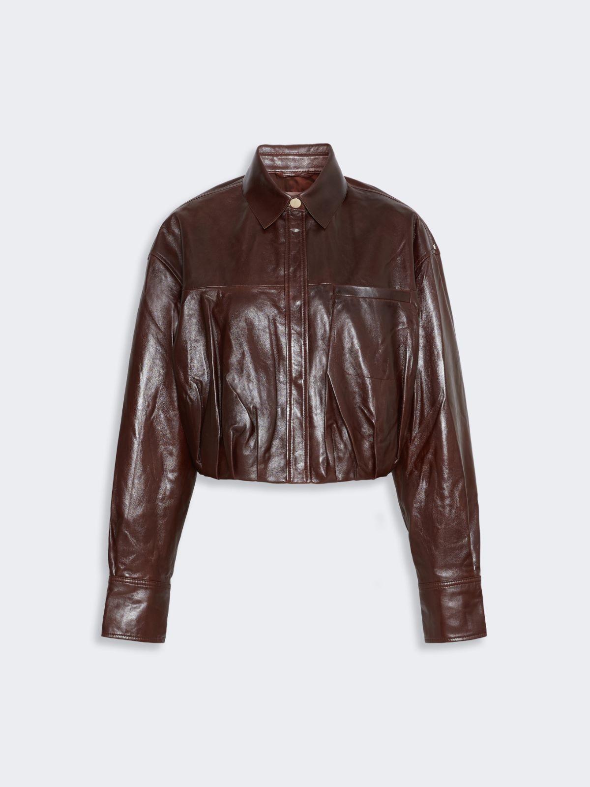 Boxy nappa leather shirt - PLUM - Max Mara - 6