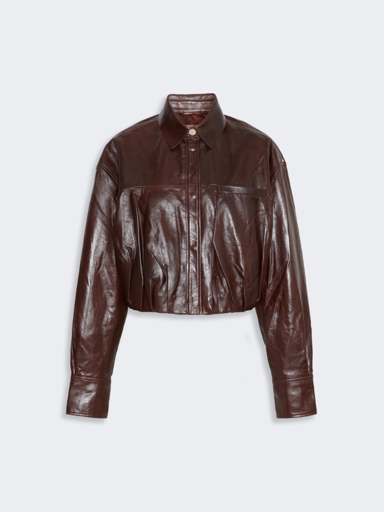 Boxy nappa leather shirt - PLUM - Max Mara - 6