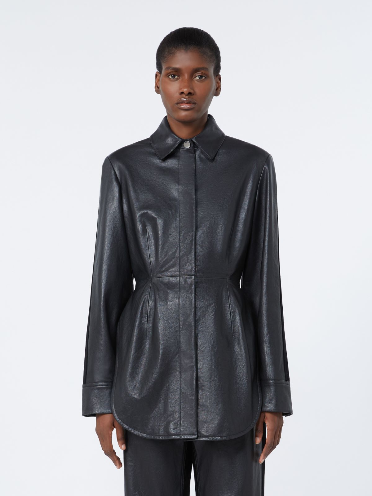 Long leather shirt - BLACK - Max Mara - 2