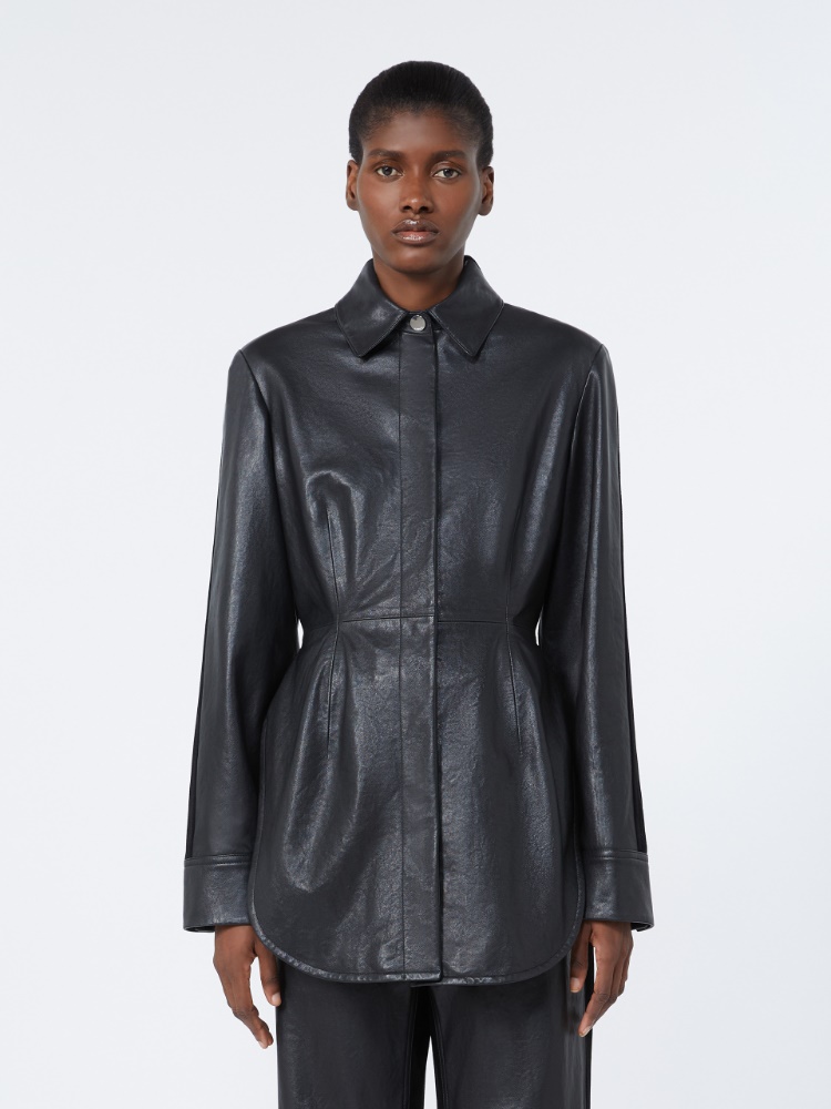 Long leather shirt - BLACK - Max Mara - 2