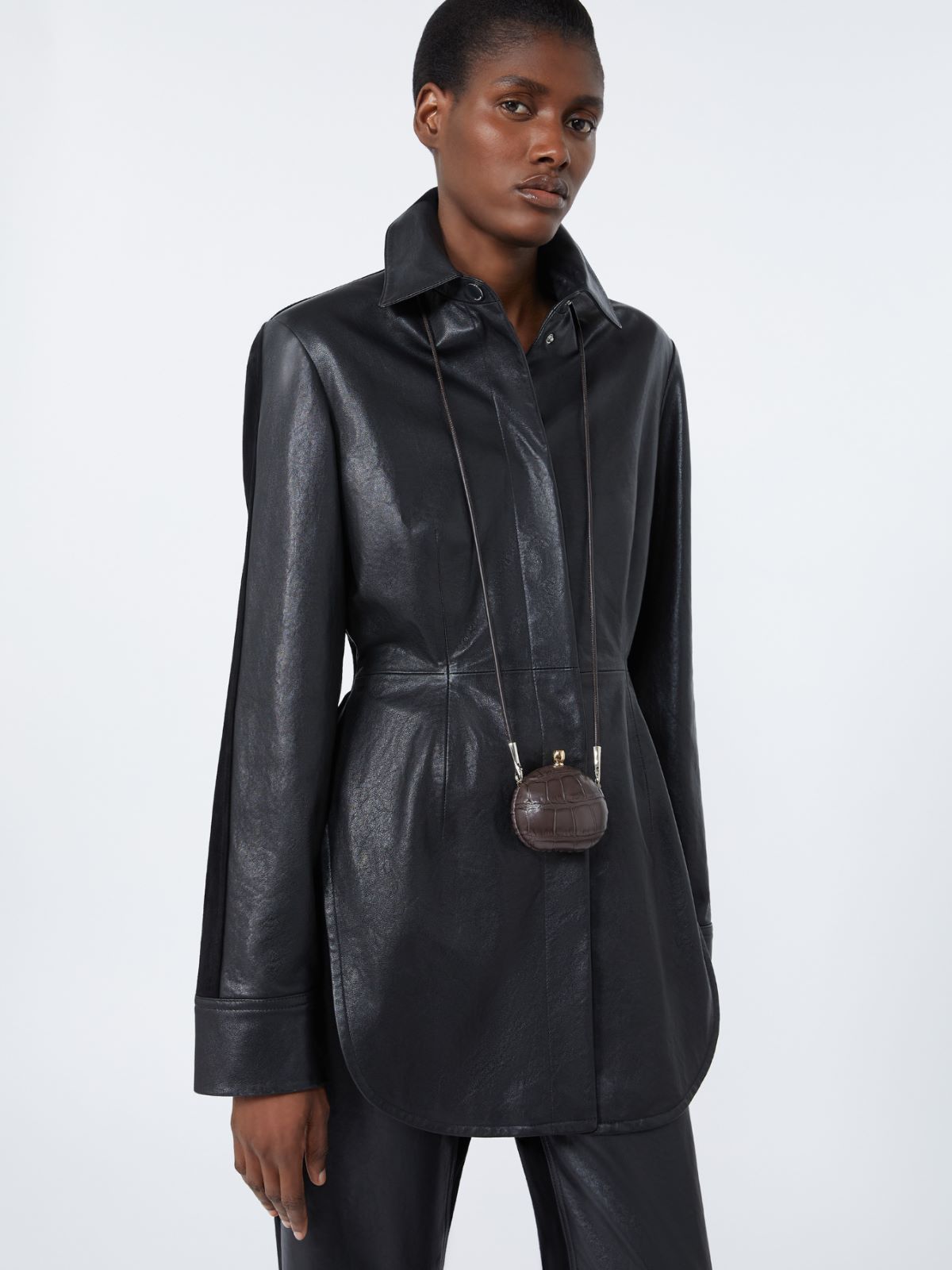Long leather shirt - BLACK - Max Mara - 4