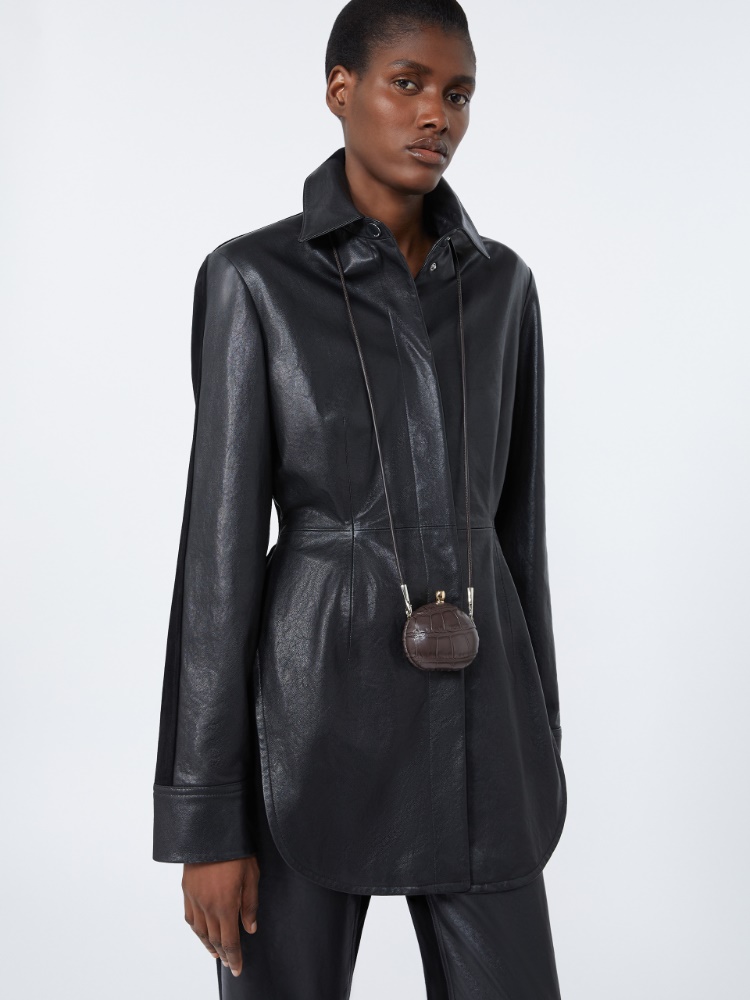 Long leather shirt - BLACK - Max Mara - 4